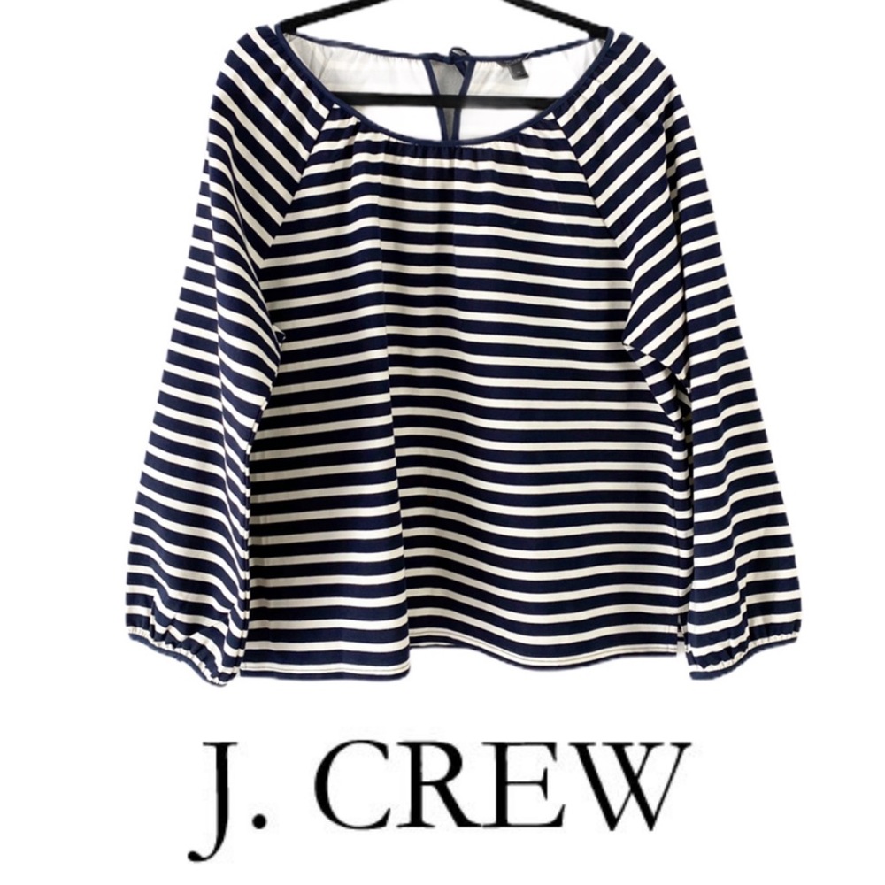 J. Crew Navy Stripe Long Sleeve Top | Blouse